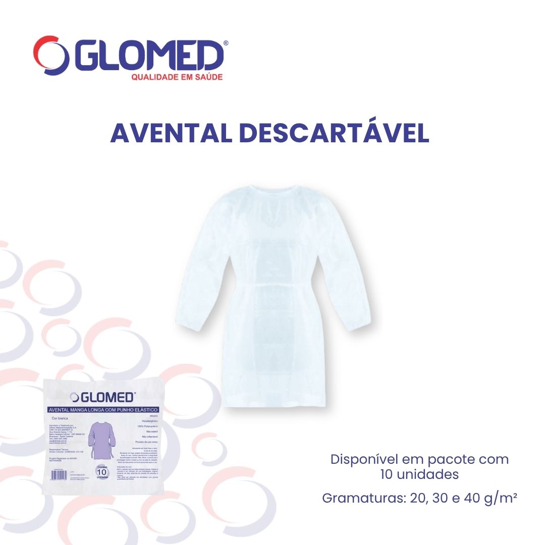 AVENTAL MANGA LONGA COM ELÁSTICO NO PUNHO
